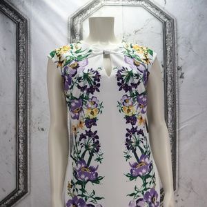 NWT 7th Avenue Bow Accent Floral Sheath Dress
